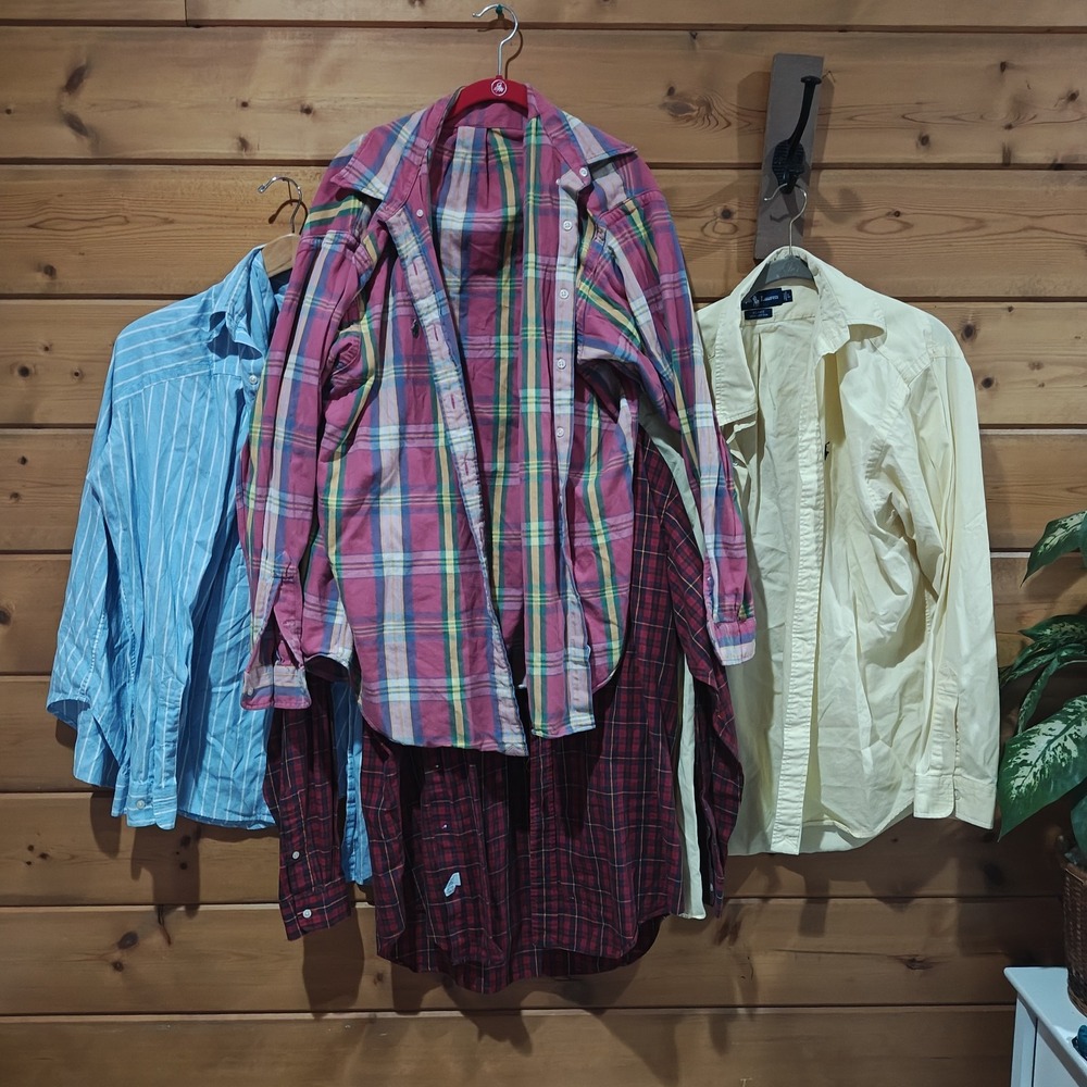 Lot of 4 Mens Large Long Sleeve Button Down Polo Blake Size Large Shirts Classic